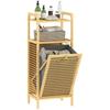Bamboo Storage Furniture Bathroom Furniture Shelf Tilting Laundry Basket 40x30x95cm Natural Wood Effect