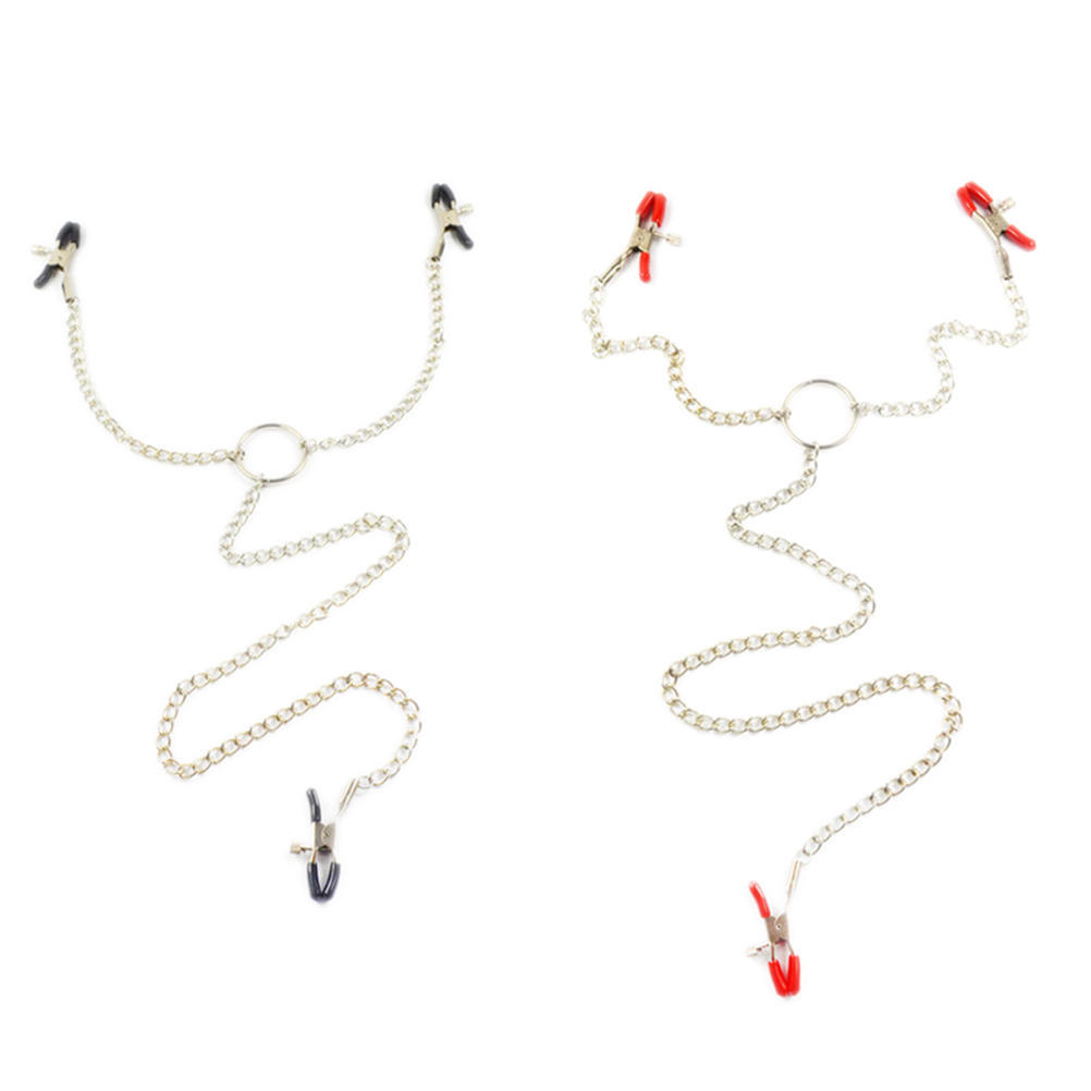 Breast Nipple Adjustable 3 Clamps W Chain Clip Clamp Bondage Metal Sex Toy