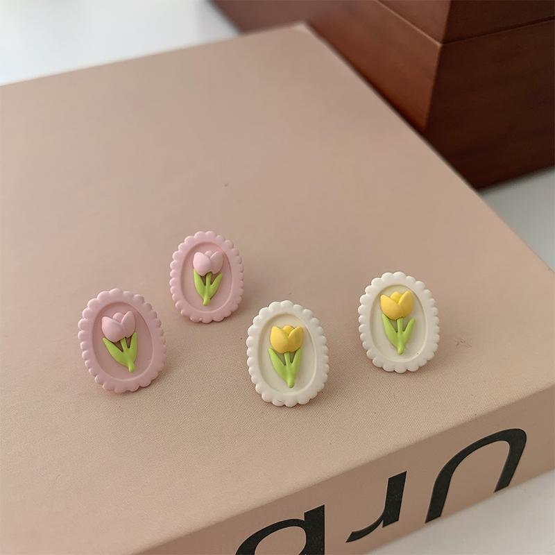 

Новые серьги-тюльпаны из Южной Кореи, нишевый дизайн, модные и сладкие серьги с цветами и универсальные серьги.