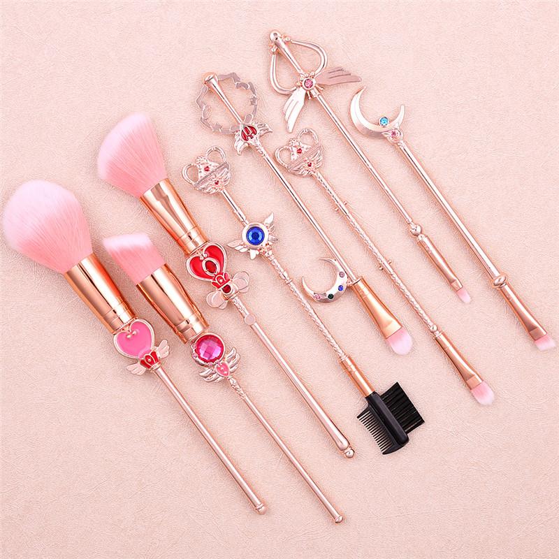 8 Stück Anime Sailor Moon Make-up Pinsel Set Dame Mädchen Mode Pinsel Foundation Kosmetik Augenbraue Lidschatten Pinsel Werkzeug Pincel