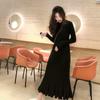 Autumn Winter Thick Sweater Dress Women O-neck Long Sleeve Dress Elegant Female A-line Slim Knitted Dress