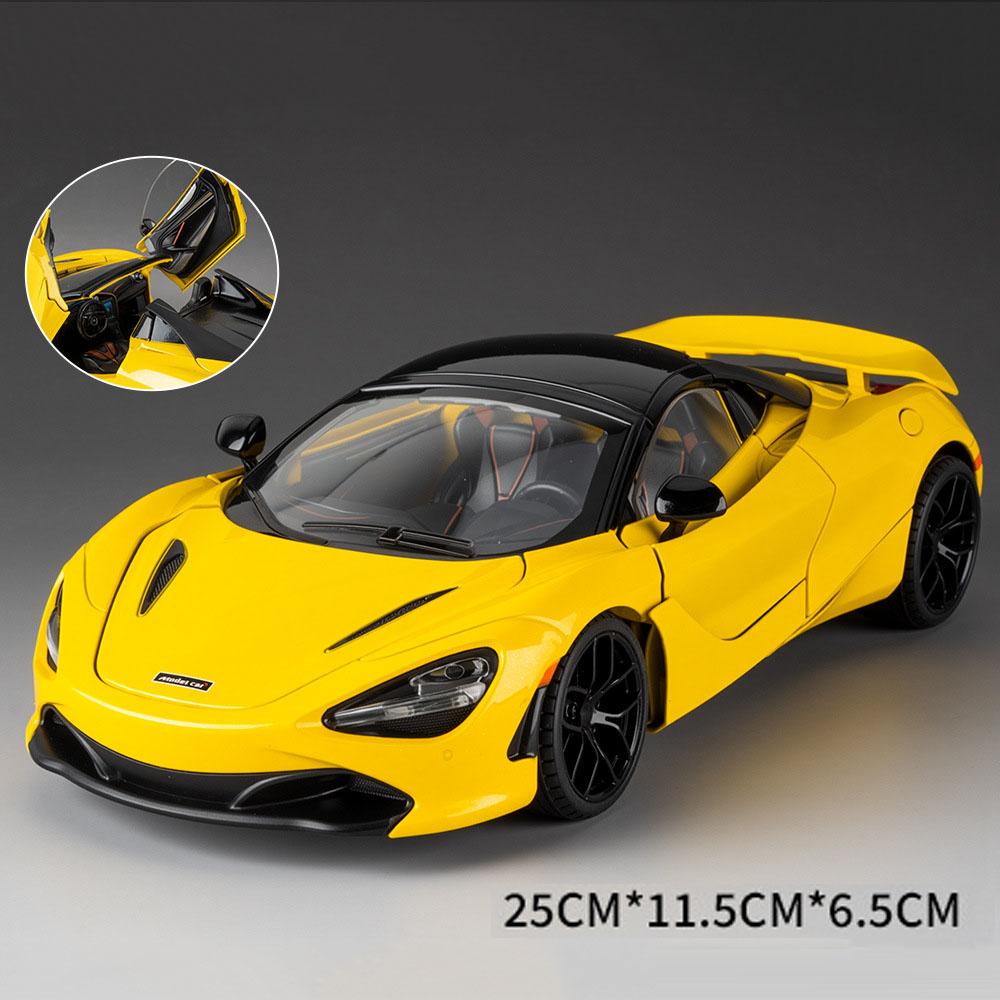 1:18 Hellcat 720S Car Toy Alloy Diecast Model Sound and Light Doors Opened Front Wheel Steering Vehices Birthday Gift for Friend