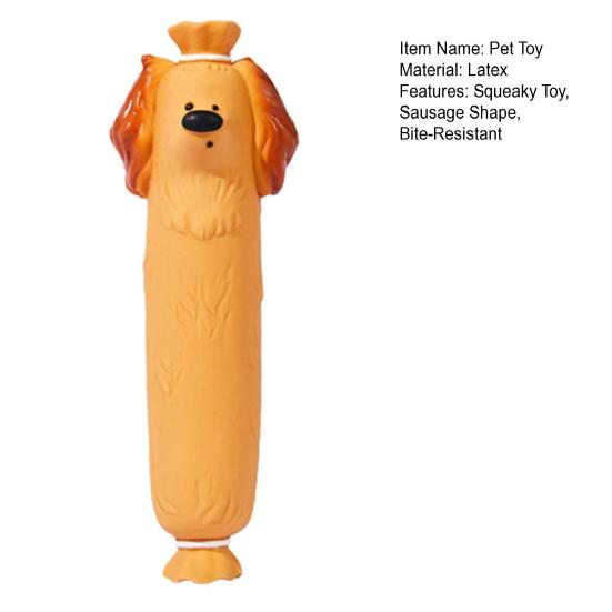 Latex Sausage Dog Toy Interactive Squeaky Dog Chew Toy Puppy Teething Toy for Aggressive Chewers Teeth Cleaning Anxiety Relief