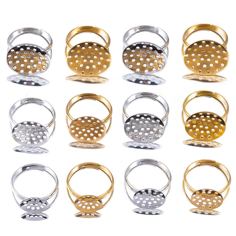 5pcs 10pcs Stainless Steel Ring Base Adjustable Tray Cabochon Settings Blank Bezel Rings Embryos 12mm to 20mm for Jewelry Making