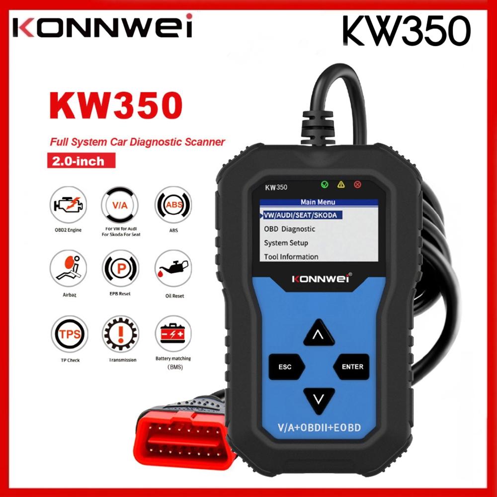 

KONNWEI KW350 Автоматический диагностический инструмент Obd2 Автоматический сканер ABS Подушка безопасности Масляный световой сканер Диагностический инструмент