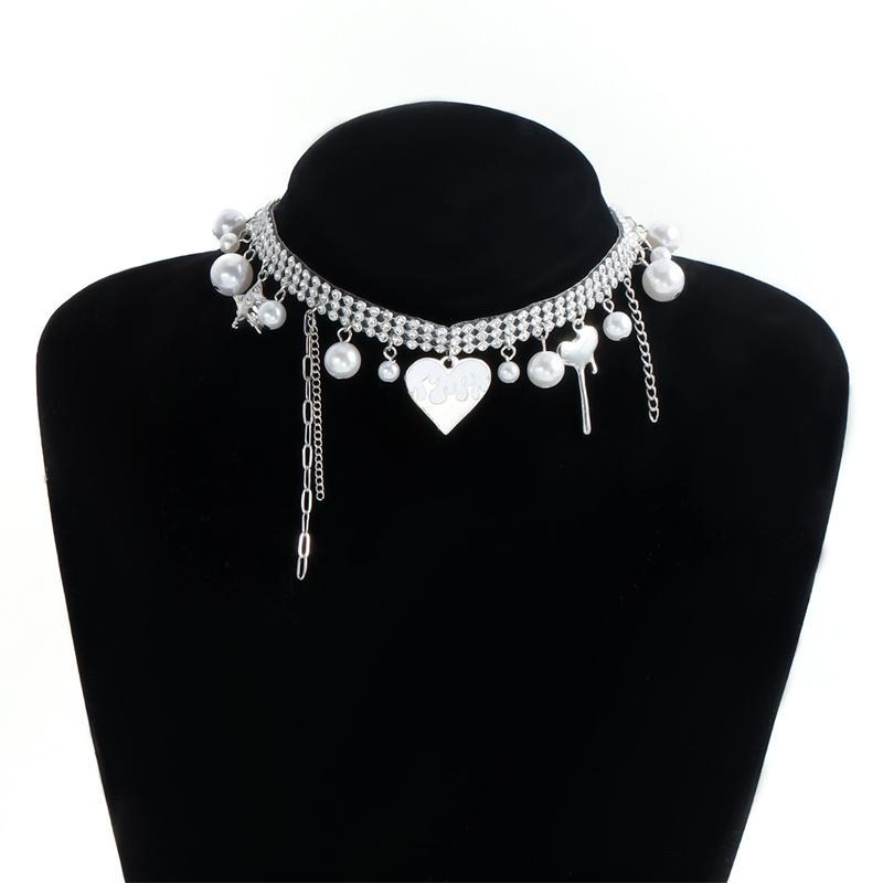 

Fashion Elegant White Pearl Collar Choker Necklace For Women Beaded Handmade Wedding Banquet Night Club Necklace Vintage Jewelry