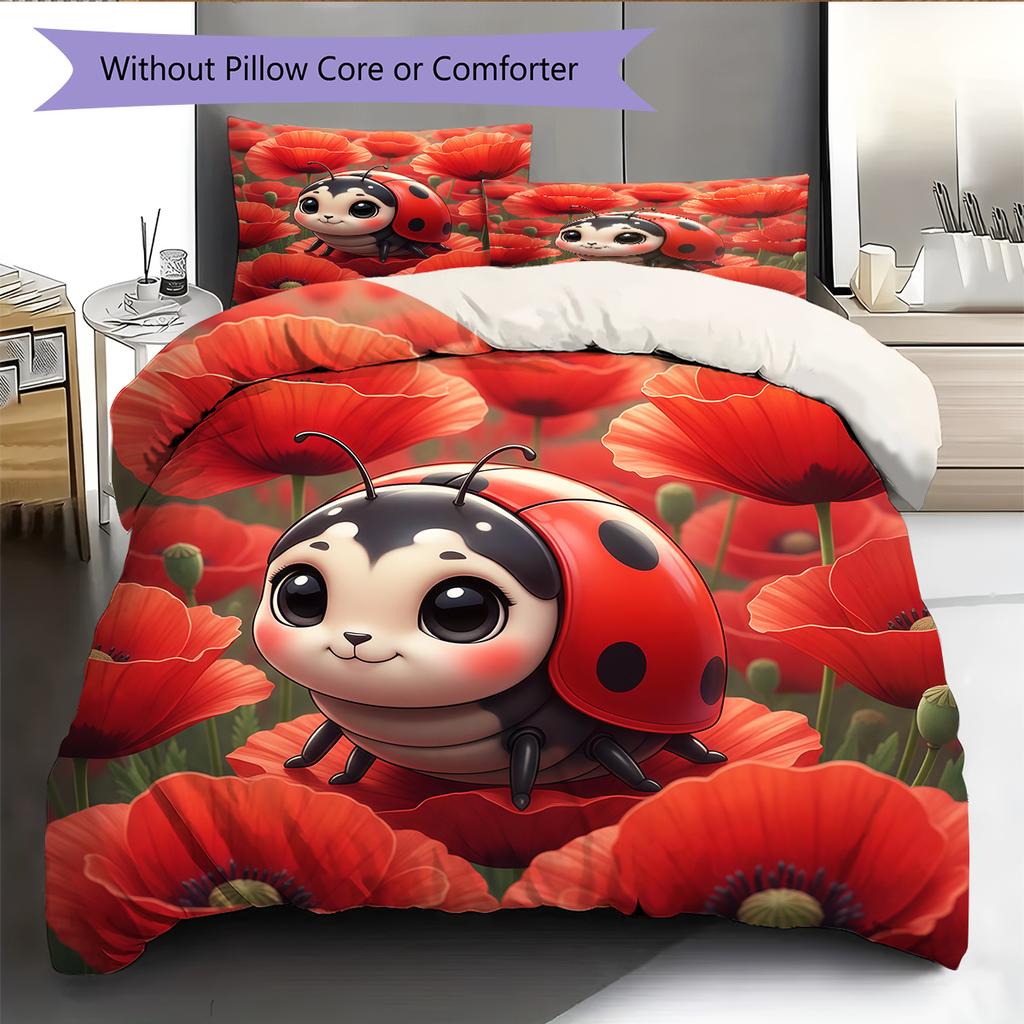 Pościel z wzorem kreskówkowym Zestaw kołdry Poszewka na kołdrę Poszewka na poduszkę Dekoracja domu Prezent urodzinowy (1 * poszwa na kołdrę + 2 * poszewki na poduszki, bez rdzenia)