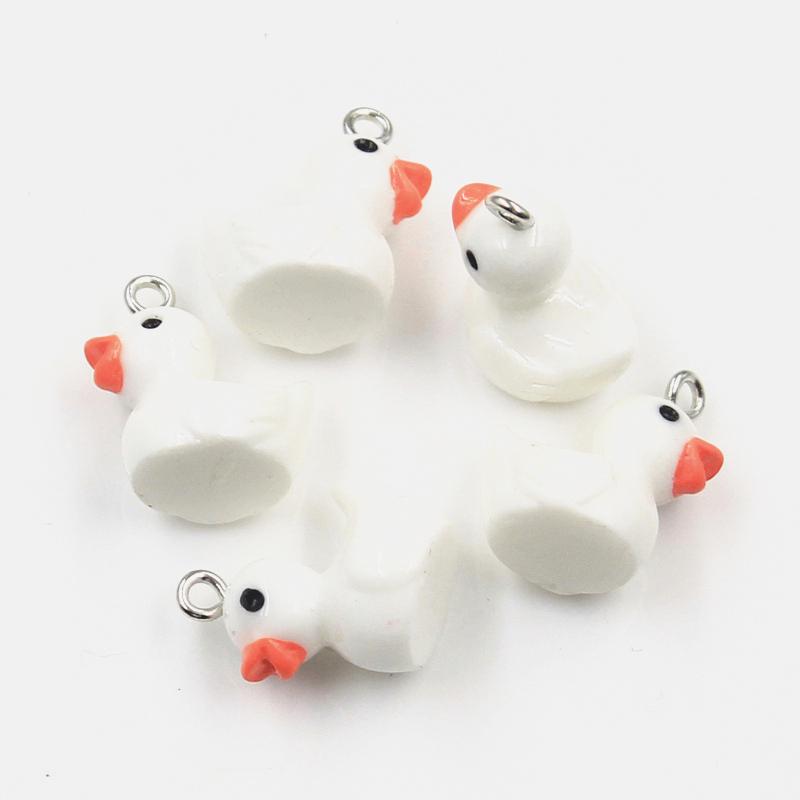 10Pcs Charms 3D Colorful Duck 15X16X12Mm Pendants Crafts Making Findings Handmade Jewelry Diy Earrings Necklace