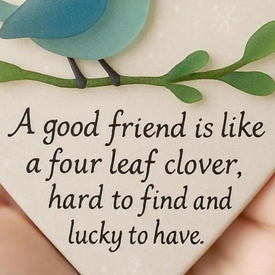 Heart Shaped Sea Glass Friendship Decor Sea Glass Bird And Four Leaf Clover Heart Ornament for Xmas Tree Friendship Keepsake for Best Friends