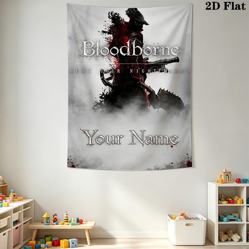 Name Custom Bloodborne Wall Tapestry Aesthetic Wall Hanging Printed Fabric Blanket Decorative Tapestries for Bedroom Living Room Home Decor