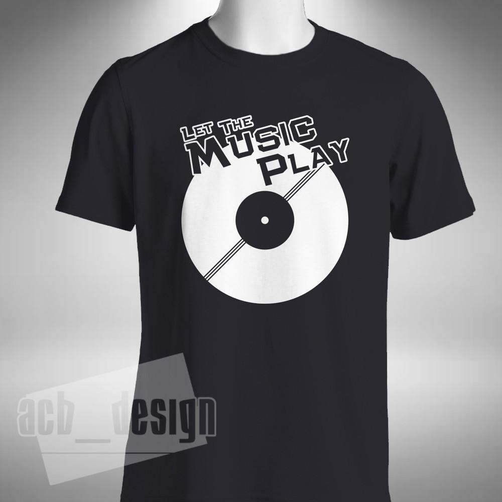 

Let The Music Play Men s T-Shirt Old Skool Raver Vinyl Junkie Dance Ibiza DJ S