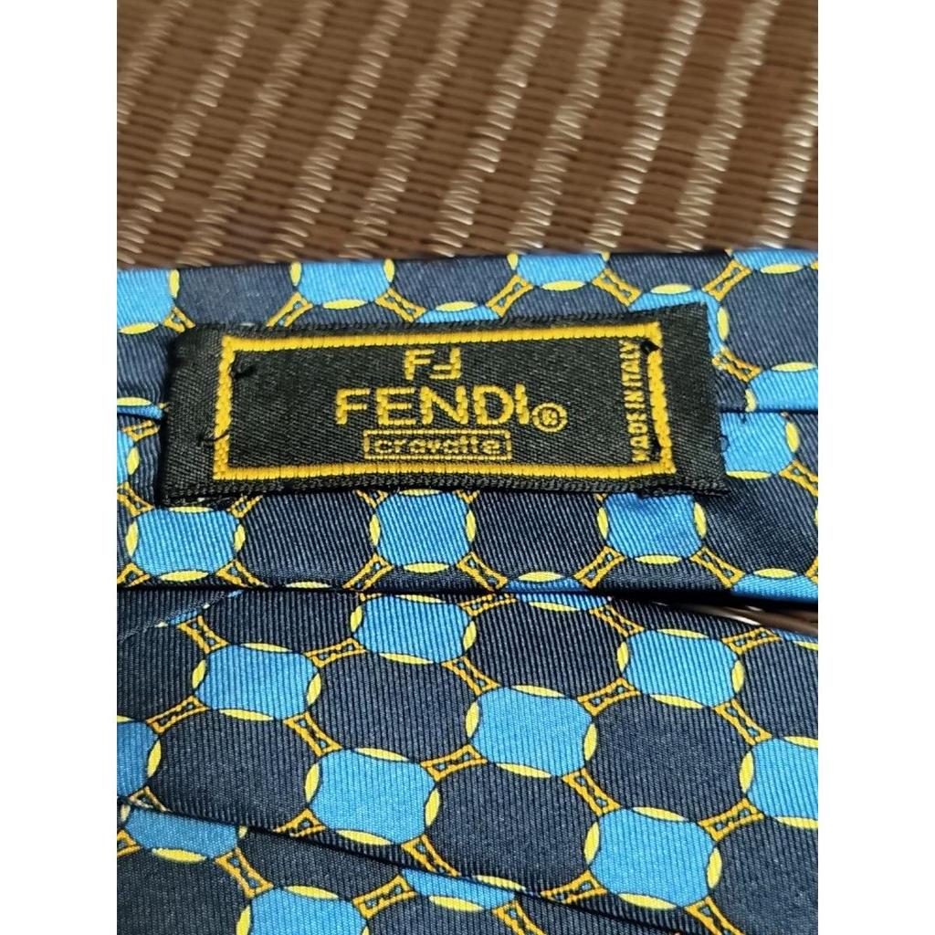 Used FENDI Tie Navy Blue All-over Pattern Regular Tie