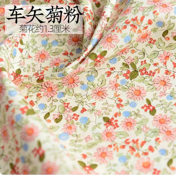 145x50cm Pastoral Floral Summer Poplin Cotton Fabric DIY Children's Wear Cloth Make Bedding Quilt Decoration Home Sewing Cloth