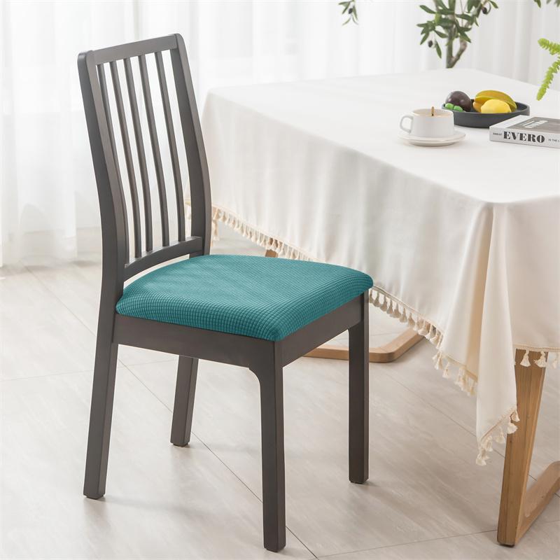 Jacquard Dining Chair Cushion Cover Solid Color Water Repellent Chair Slipcover Dustproof Anti-slip Seat Cover for Living Room