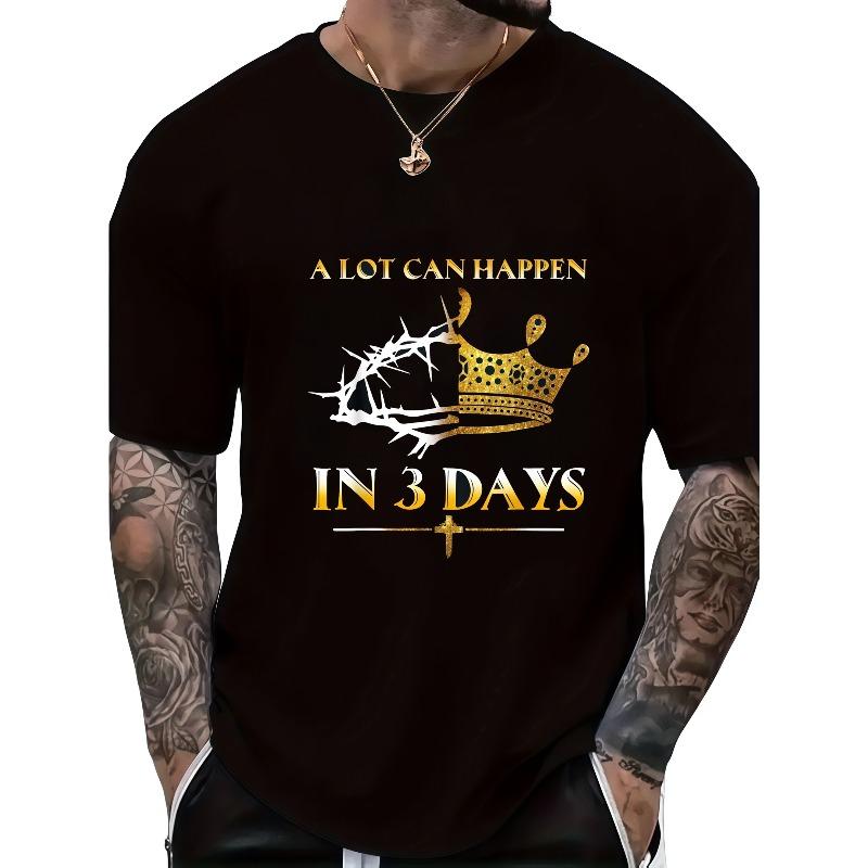 European Size Unisex Easter T-shirt Crown and cross crew neck, regular shape Multi-size Machine washable Ideal for leisure and outdoor activities
