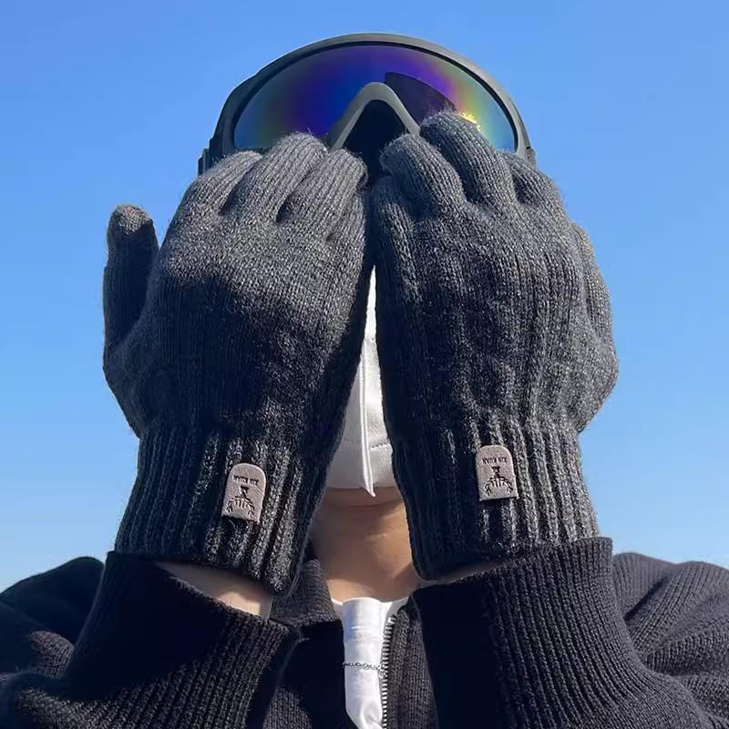 Pánské zimní cyklistické rukavice s dotykovým displejem – sametově podšité, silné a teplé