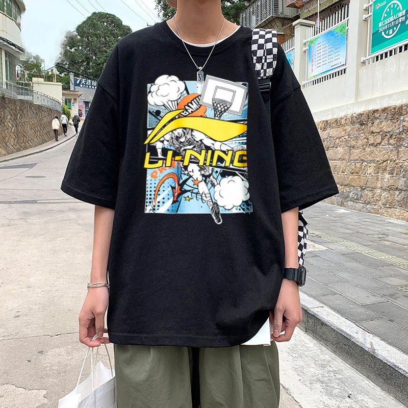 Li Ning T Shirts Men's Crew Neck Moderate Straight Fit AHSU805-1