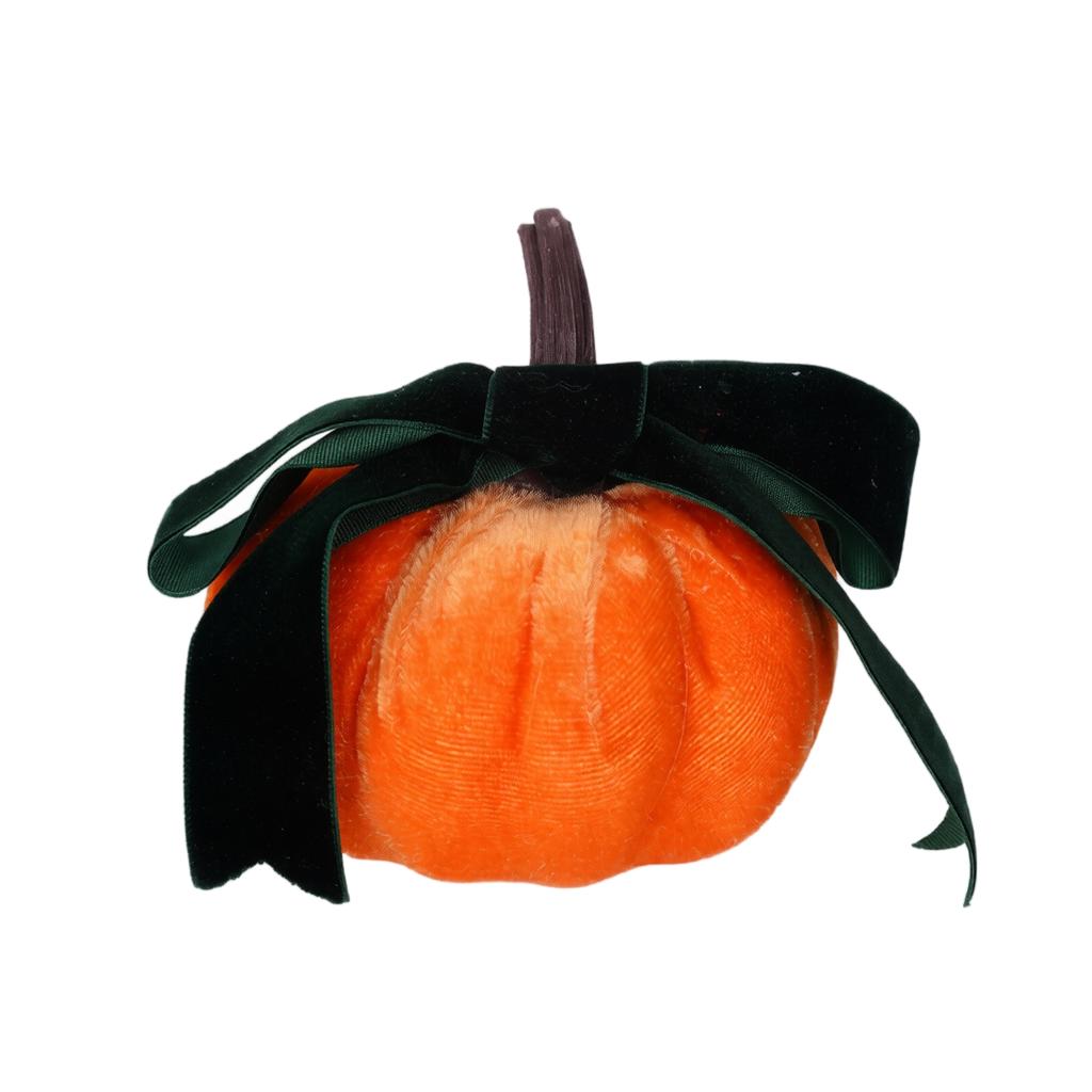 Velvet Artificial Pumpkin Ornament with Contrasting Color for Thanksgiving Home and Window Display