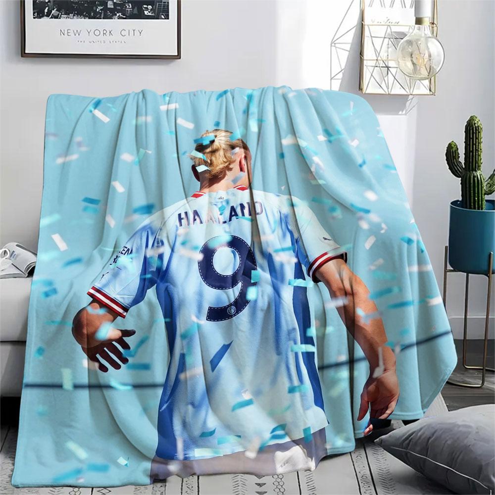 Erling Haaland Printed Flannel Blanket, soft throw for bedroom sofa, washable,soccer fan merchandise, great gift. 80cm x 120cm