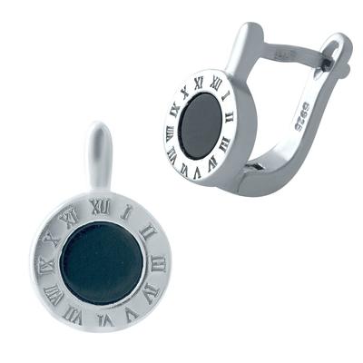 Silver Earrings with Natural Onyx (2000327)