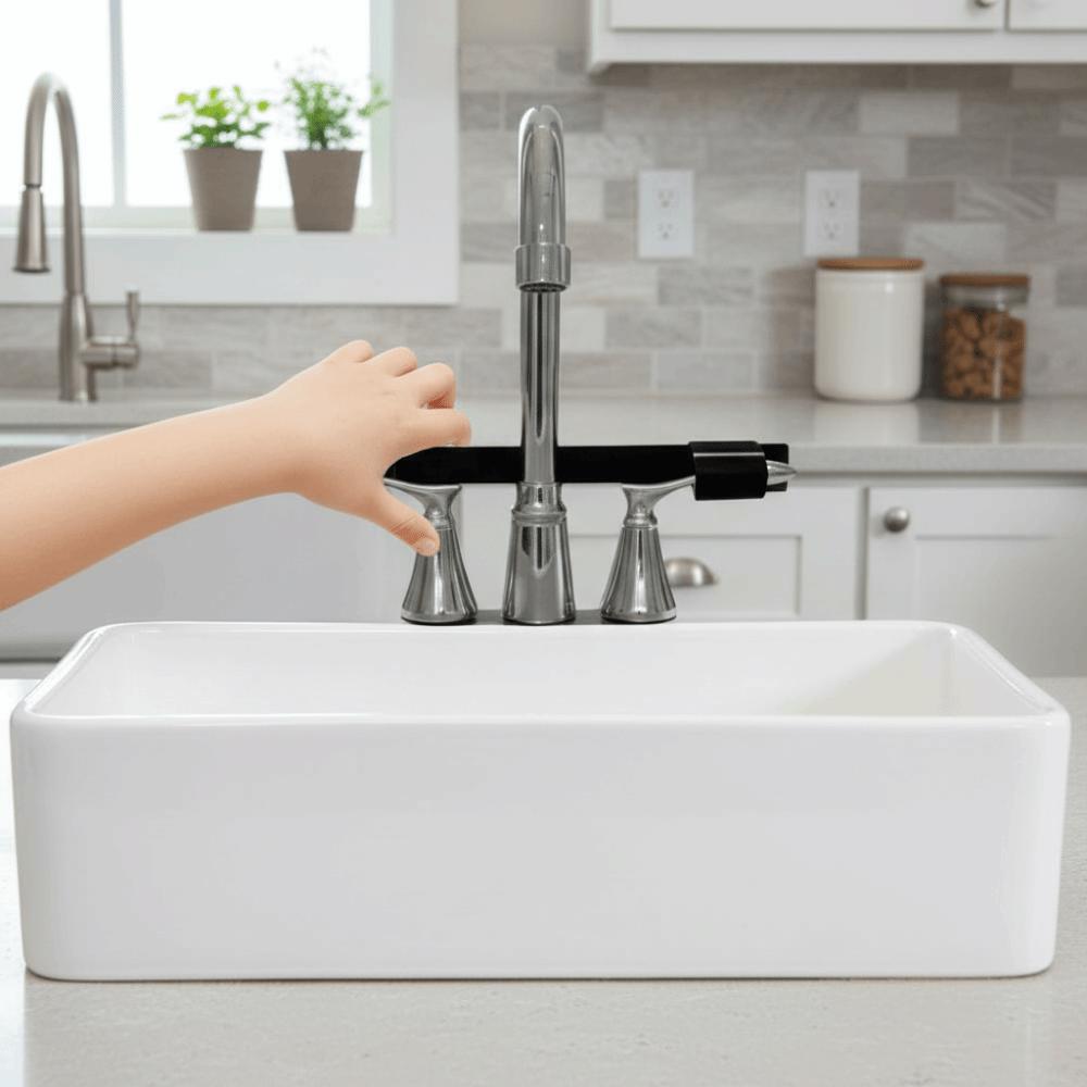 Sturdy Material Portable Double Sink Faucet Handle Lock Safe Material Compact Design Faucet Safety Lock Easy Installation