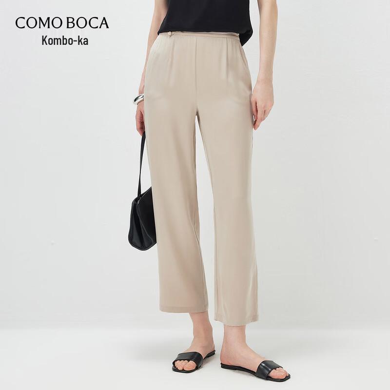 Women s Mulberry Silk Cropped Straight-Leg Pants 2XL бежевый