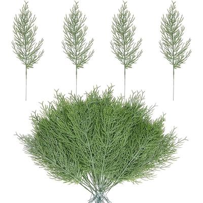 Una sola rama de pino artificial de plástico, planta verde falsa, decoración del hogar, corona navideña, accesorios de fotografía