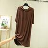 Damen Kapuzen-Kurzarm-Midikleid Lockerer Schnitt Hohe Taille Pendler Freizeit T-Shirt-Kleid Modal Uni Frühling Sommer Lange Tunika