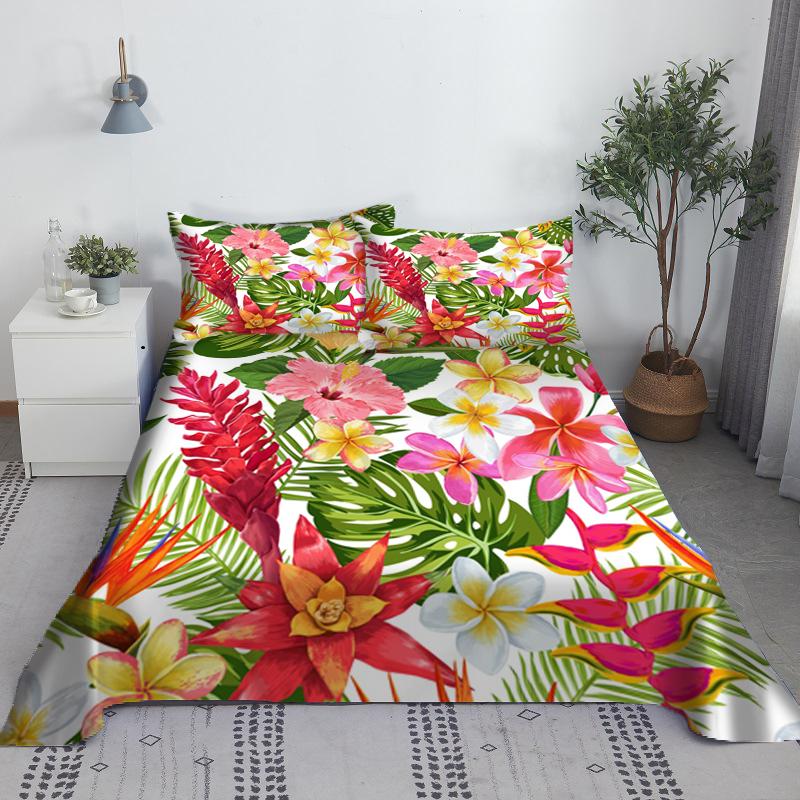 Various Flowers Bed Sheet Set 3D Printed Bed Flat Sheet With Pillow Cover For Kids Adults Polyester Full Twin Size wholesale
