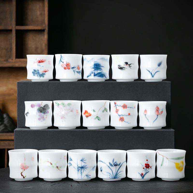 Dehua Hand-Painted Jade Porcelain Tea Tasting Cup