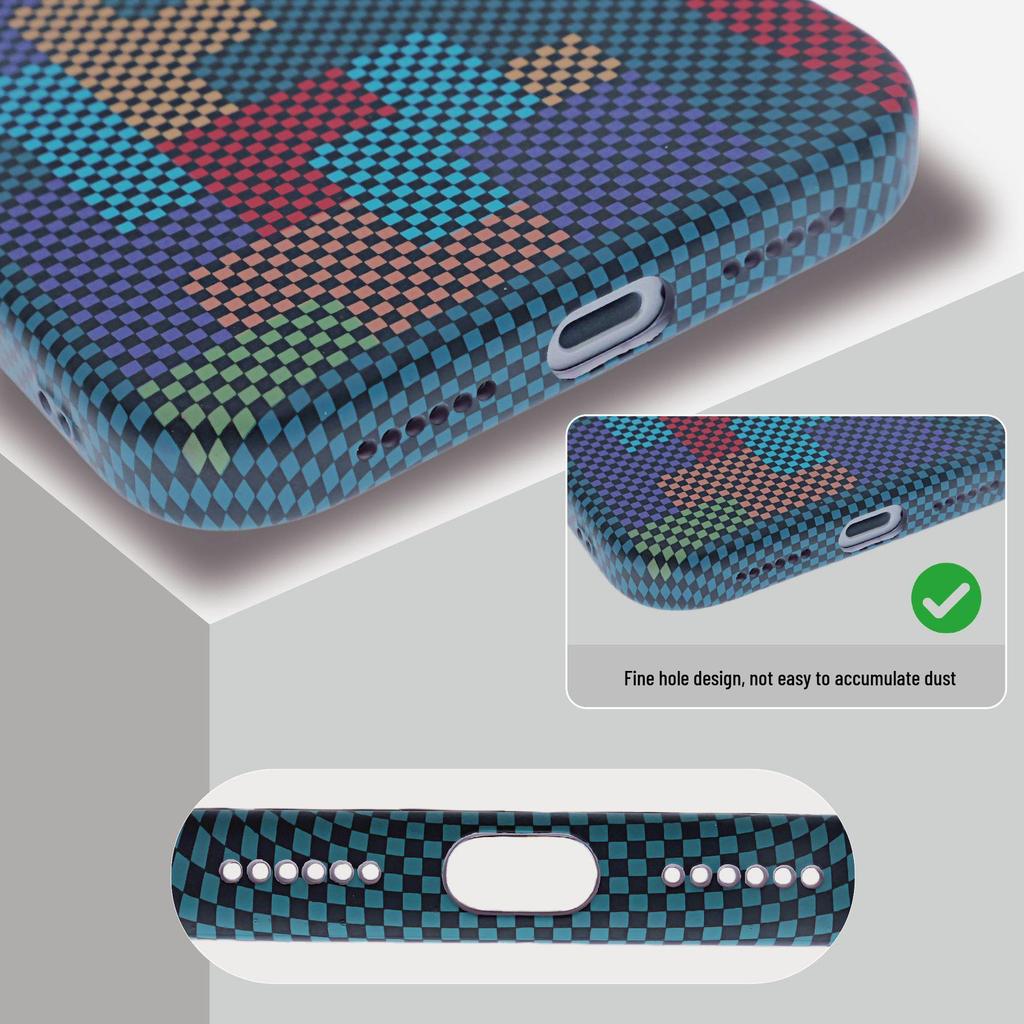 Magnetic Carbon Fiber Texture Case for iPhone 17 Pro Max & Samsung - Russian Tetris Design