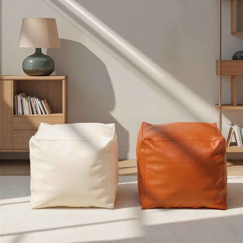 ( No Fillings) Moroccan Artificial PU Leather Pouf Cover Unstuffed Meditation Tatami Ottoman Footstool Living Room Cushion Cover