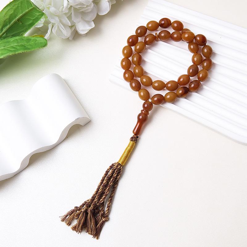 Handheld 45-Bead Muslim Rosary Tassel Bracelet - Middle Eastern Islamic Prayer Jewelry