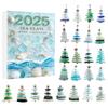 Adventní kalendář Vánoční strom z mořského skla 2025 24 dní Odpočítávání svátků s mini ozdobami z mořského skla Dekorace vánočního stromku s oceánskou tématikou
