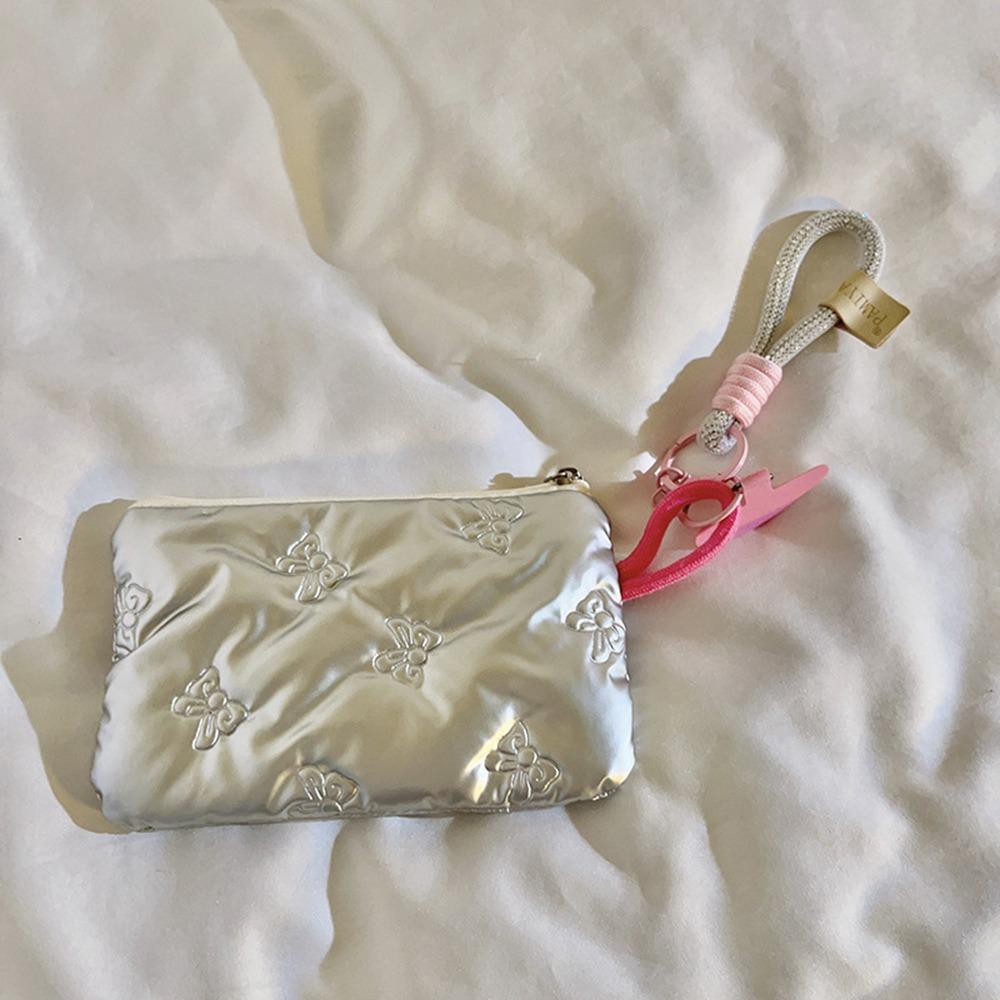 Floral Printed Phone Lanyard Stretchable Wallet Card Holder Cute Small Storage Bag