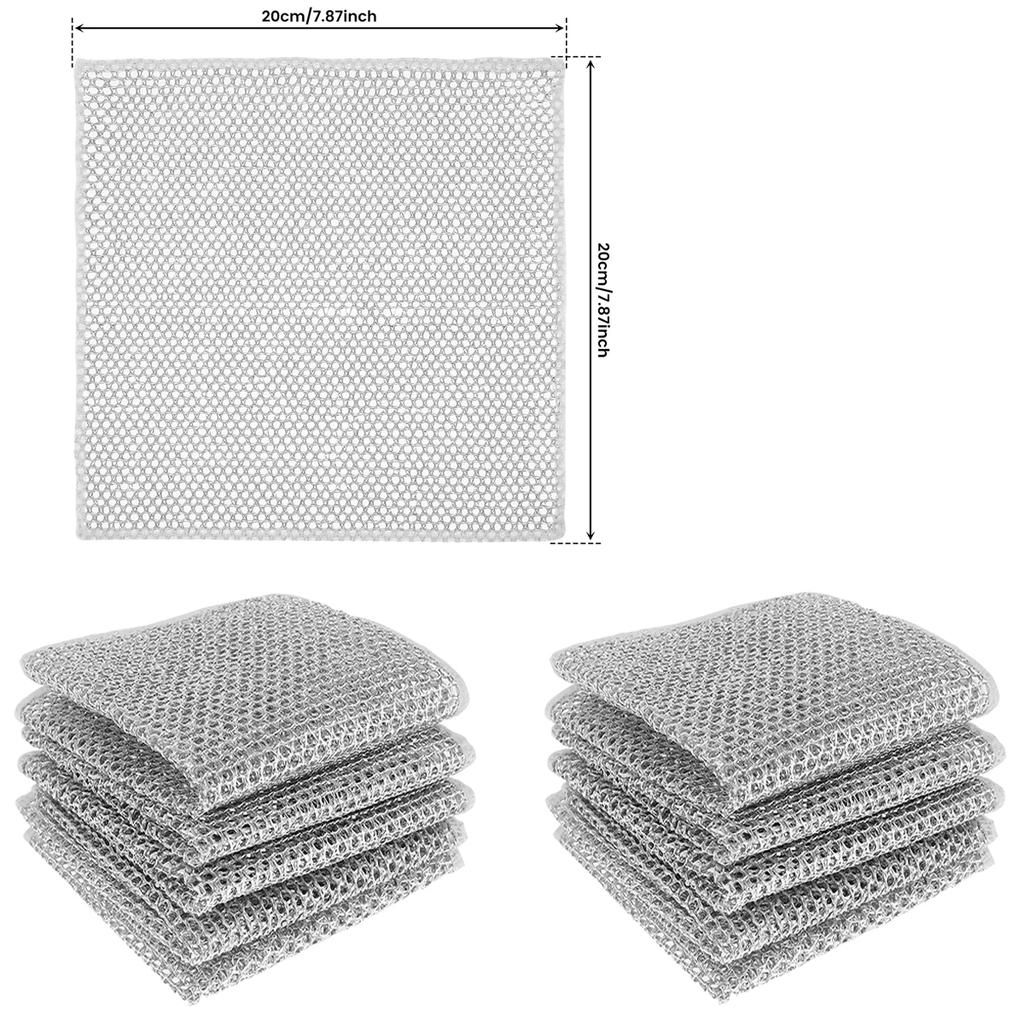 Steel Wire Cleaning Cloths Non-scratch Wire Dishcloth Metal Silver Wires Rags Rust Removal Cleaning Cloth Kitchen Cleaning
