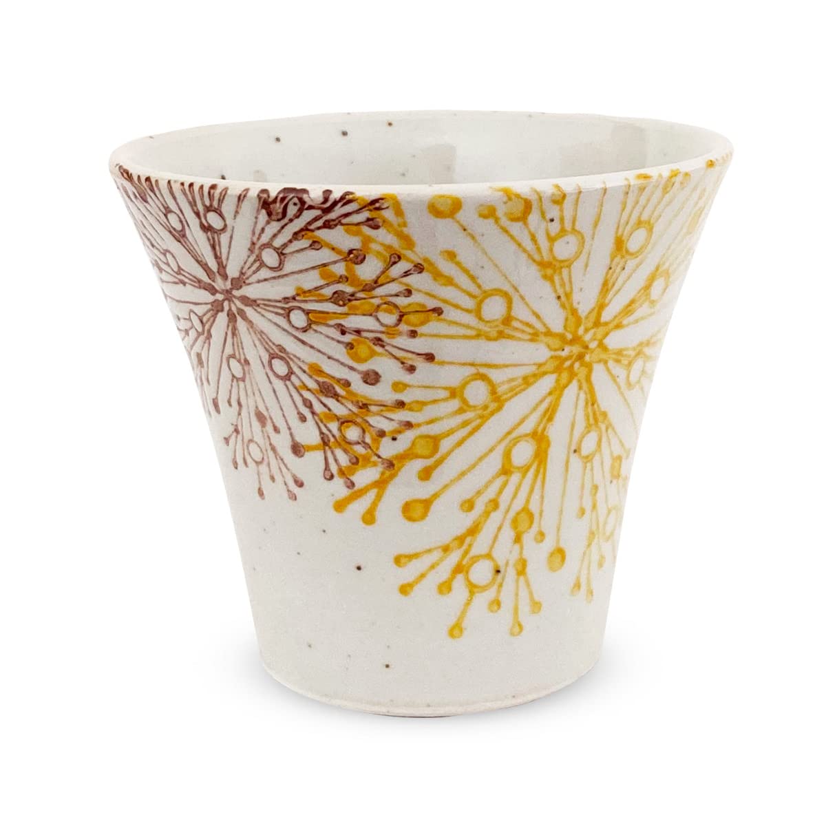 Kunzan Kiln Japanese Sake Microwave Hasami Made in Japan Sake Floral J-kitchens Glass, Safe, Ware, (Sake/Cold Cup, 140cc, Ceramic, Pattern, Yellow)