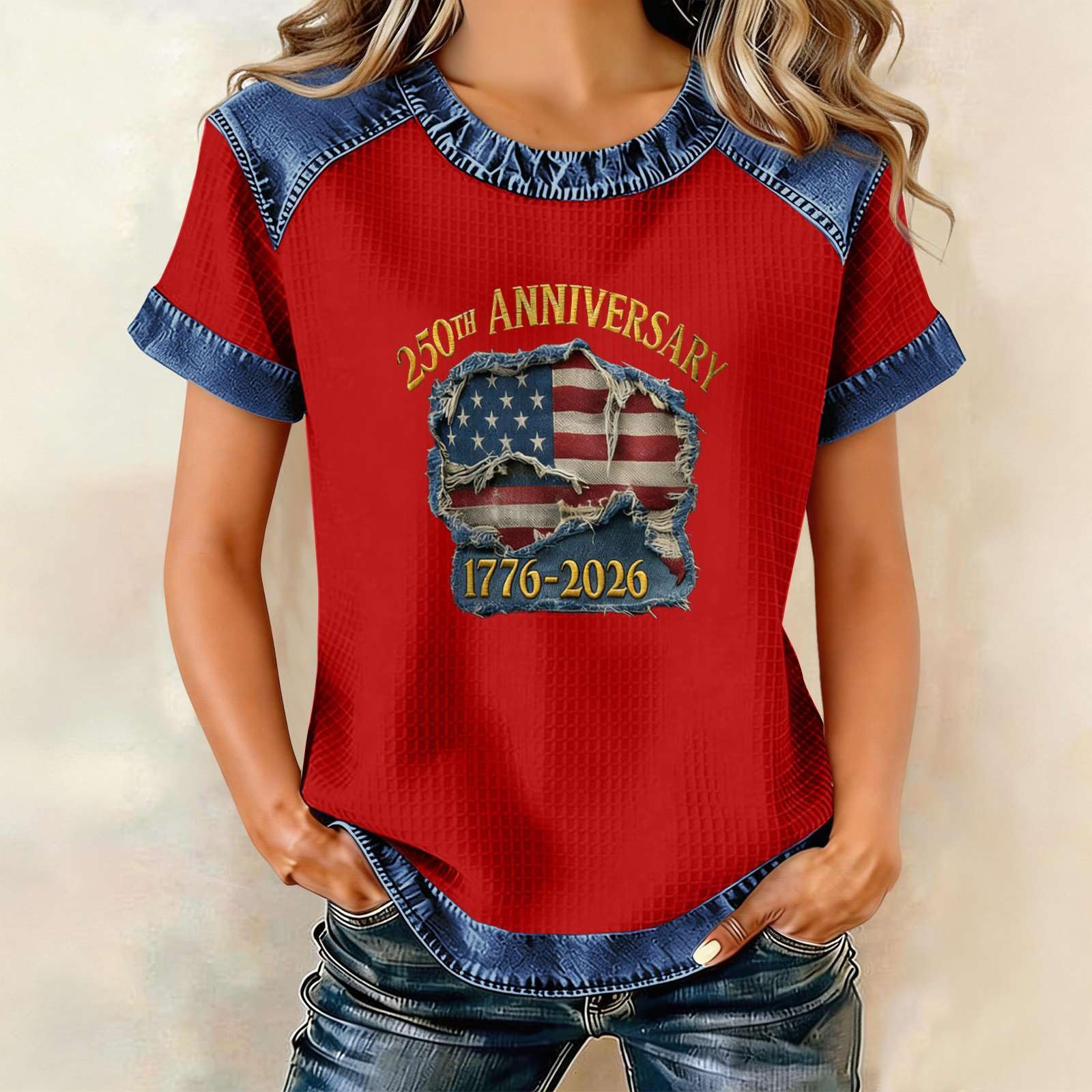 Женская модная повседневная футболка с принтом букв L красный