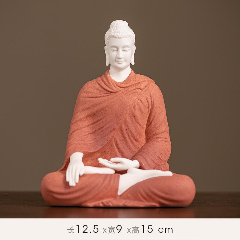 Buddha Statue Sakyamuni Buddha Figure Tathagata Buddha Statue Ceramic Lamp Circle Living Room For Incense Porch Home Decor