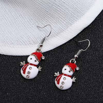 Cute Cartoon Christmas Snowman Earrings Drop Dangle Decoration Costumes Jewelry Women Girls Gift Funny Dainty Earrings