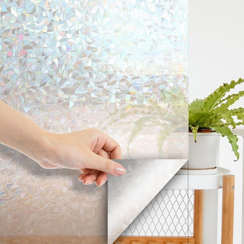 3D Static Rainbow Adhesive Free Glass Sticker Home Office Thermal Uv Resistant Window Film Decorative Privacy Sun Film