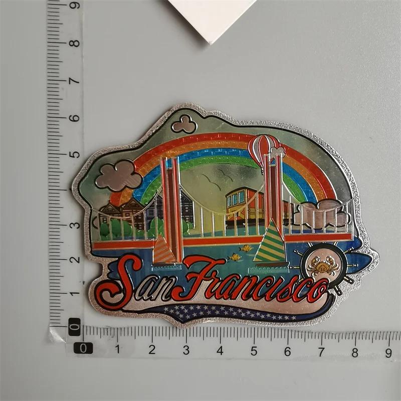San Francisco Los Angeles Travel Souvenir Fridge Sticker Europe America Fridge Decor World Travel Souvenir Foil Paper Home Decor