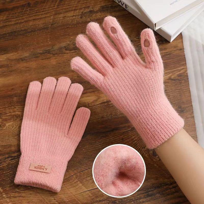 Unisex Winter Wool Knitted Gloves - Warm, Thick, Cold-Proof, Touchscreen Compatible for Cycling and Outdoor Activities