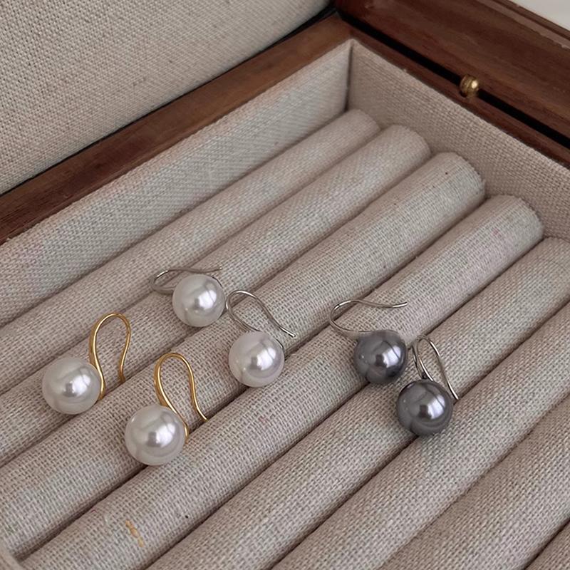 French 12Mm Big Champagne Imitation Pearl Ear Hook Earrings For Women Personalized Wedding Jewelry