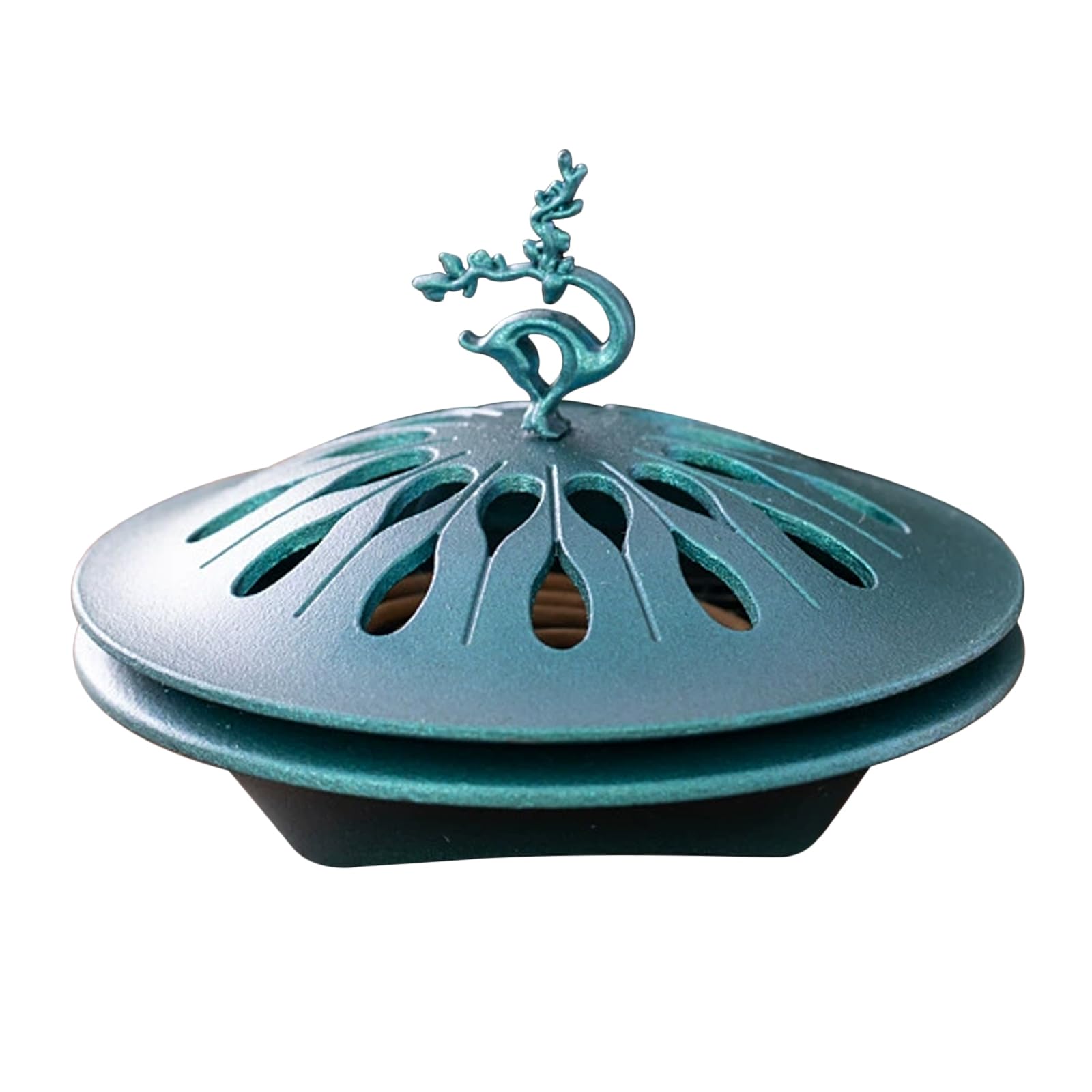 

Stylish Alloy Incense Burner with Lid for Spiral Incense Ideal for Buddhist Home Tea and Japanese Style Incense Burner with Lid and Mesh Sticks, синий