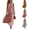 Abito da Donna Taglie Forti Senza Maniche a Pois, Abito Estivo Casual da Donna, Vestito Corto Senza Maniche con Stampa a Pois, Abito per Uso Quotidiano
