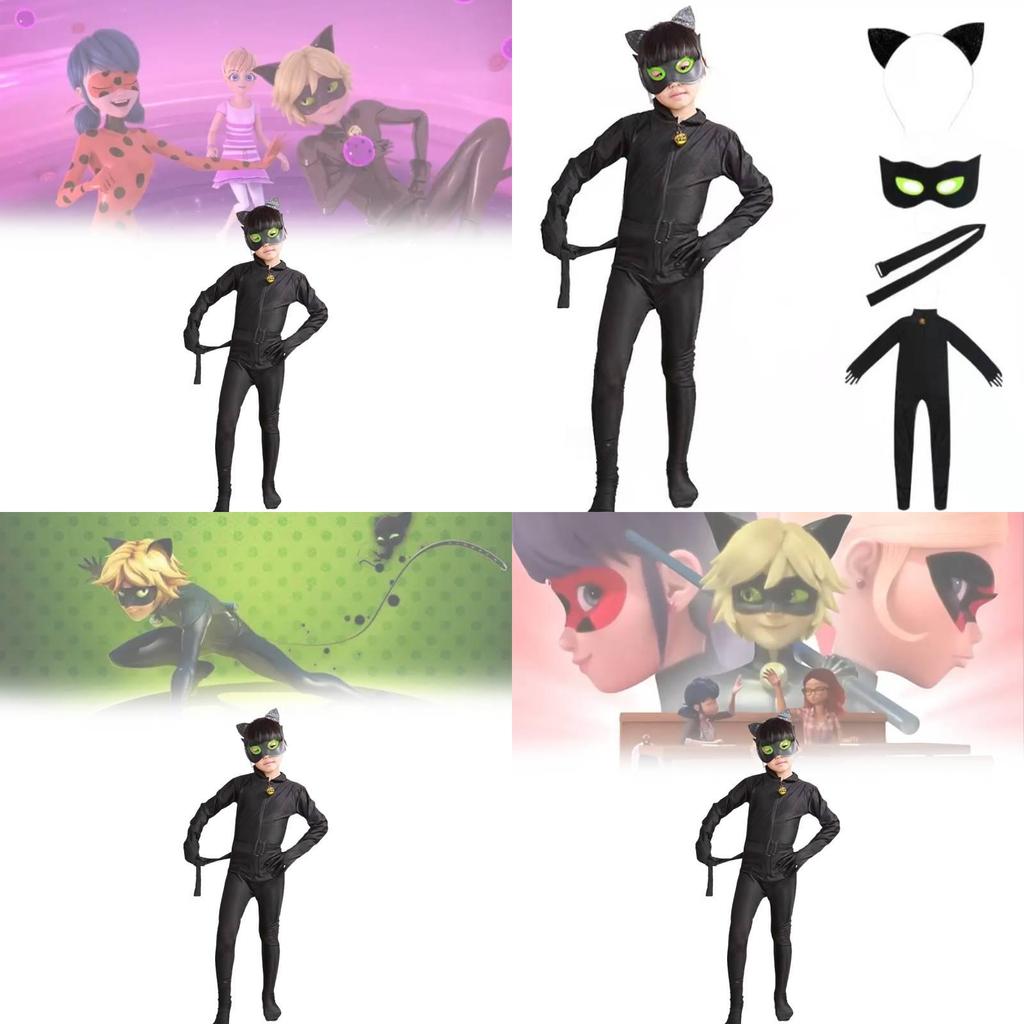 Miraculous Tales Of Ladybug Cat Noir Kostium Dziecięcy Ze Spandexu Do Odgrywania Ról Anime