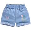 Pantaloncini di jeans ricamati da bambina, estivi, all-match