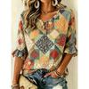 Women's Spring Summer Casual Blouse, Green Succulent Patchwork Print Tops for Daily Street Holiday Dating Leisure Outfit