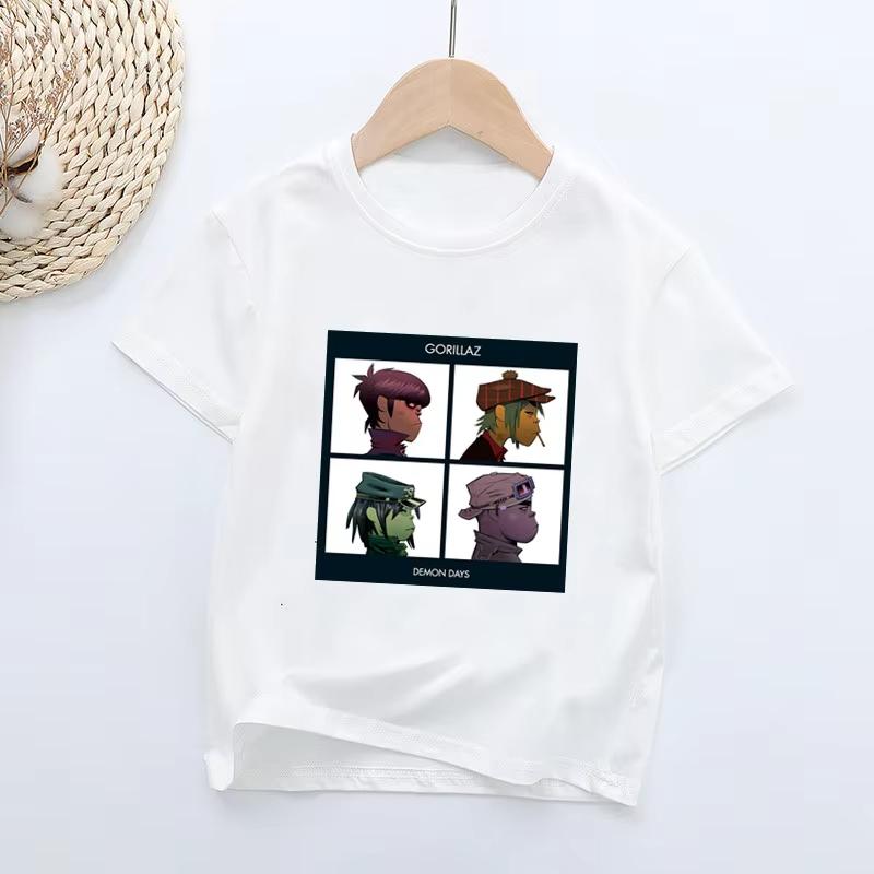 

Summer Tops Boys Clothing Fashion Casual Hot-Selling Music Band Gorillaz Printed Kids T-Shirt Girls 100